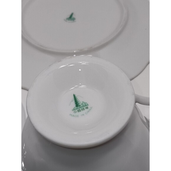 Floral White Porcelain Tea Cup and Saucer Set China - 3 Piece Set - Picture 4 of 7